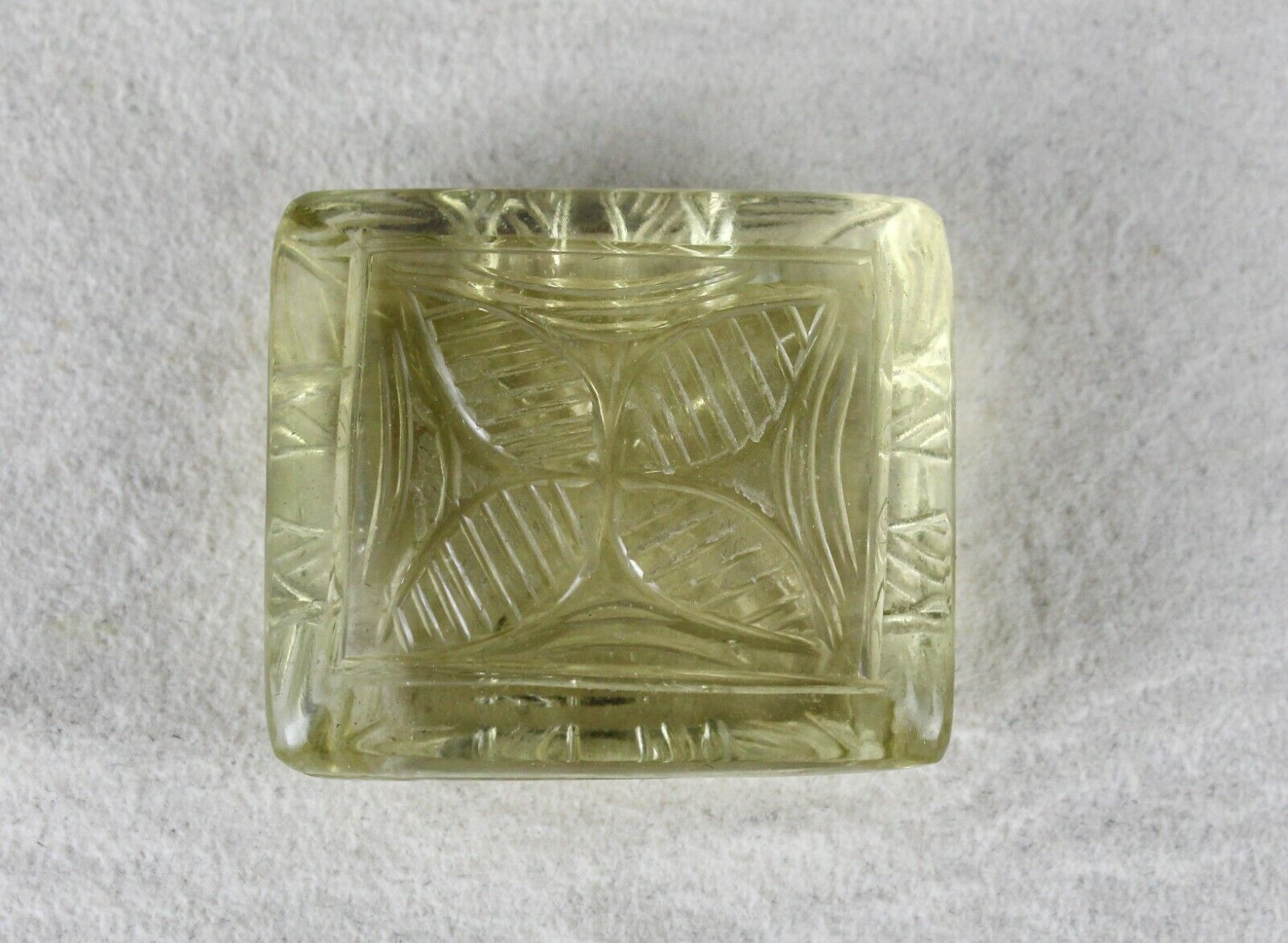 NATURAL LEMON QUARTZ CARVED RECTANGLE 28 MM 106 CARATS GEMSTONE FOR PENDANT