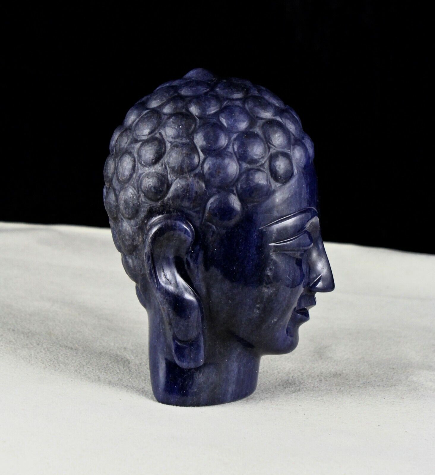 TOP NATURAL BLUE JADE BUDDHA HEAD 4.5 INCH 3960 CTS GEMSTONE STATUE HOME DECOR