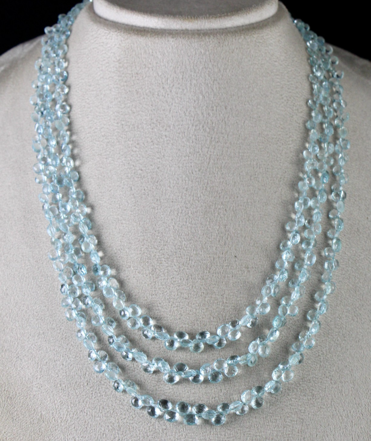 Certified Natural Aquamarine Necklace 253 Ct Blue Faceted Gemstone Tear Drops