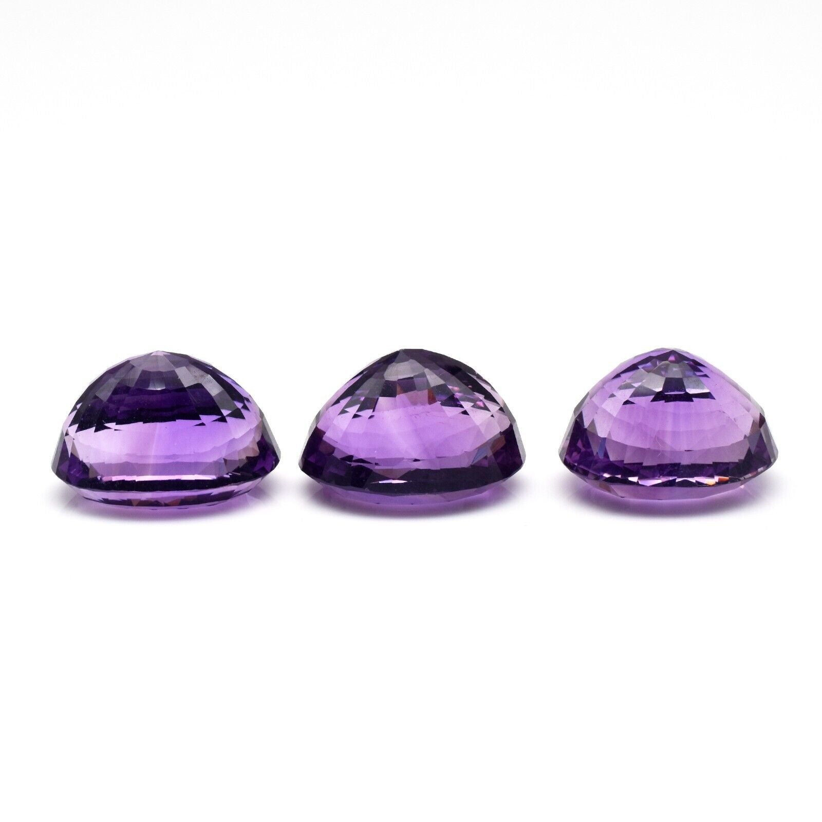 Natural Amethyst Oval Cut 3 Pc 84.50 Ct Loose Gemstone Earring Pendant Designing