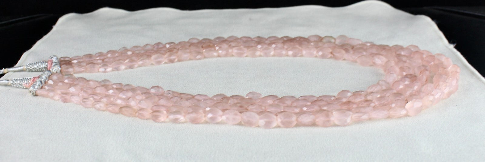 Natural Pink Rose Quartz Faceted Cabochon Beads Necklace 5 L 788 Ct Gemstone