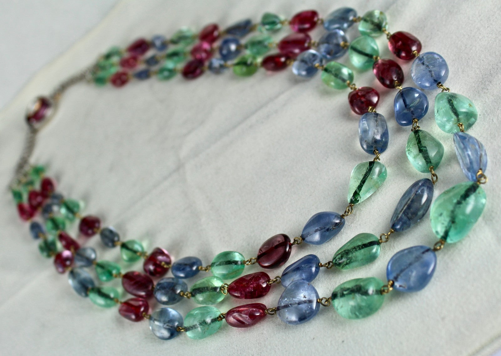 Certified Important Old Necklace Natural Emerald Sapphire Spinel 10ct Nugget