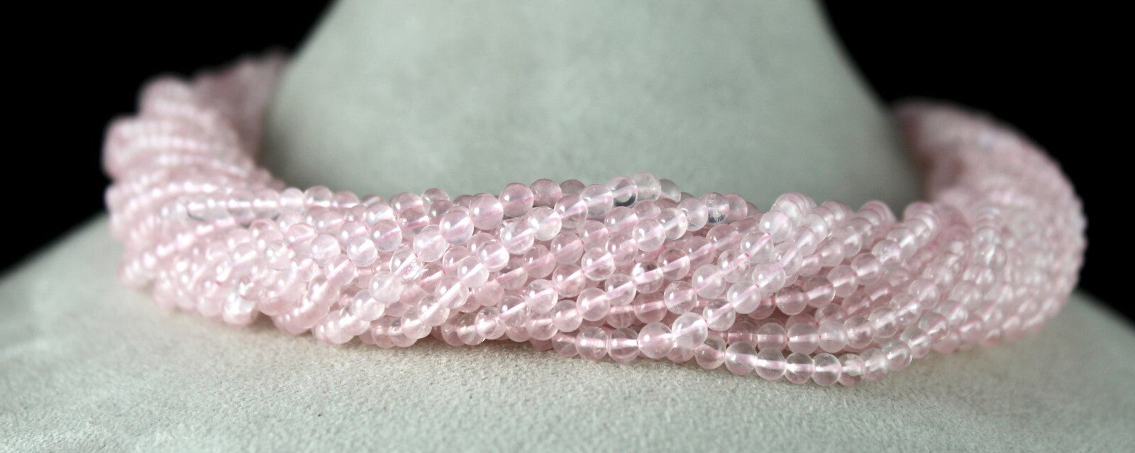 Natural Pink Rose Quartz Beads 1175 Carats Semi-precious 18 Line Necklace
