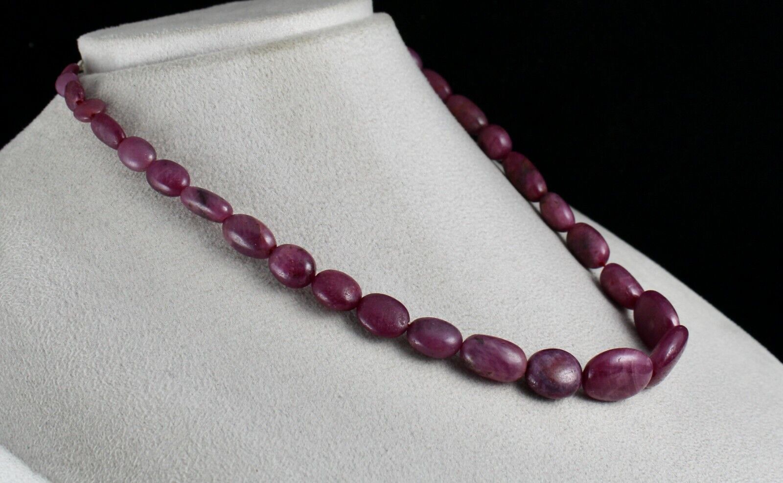 NATURAL UNHEATED RUBY BEADS NUGGET 1 LINE 363 CARATS GEMSTONE SILVER NECKLACE