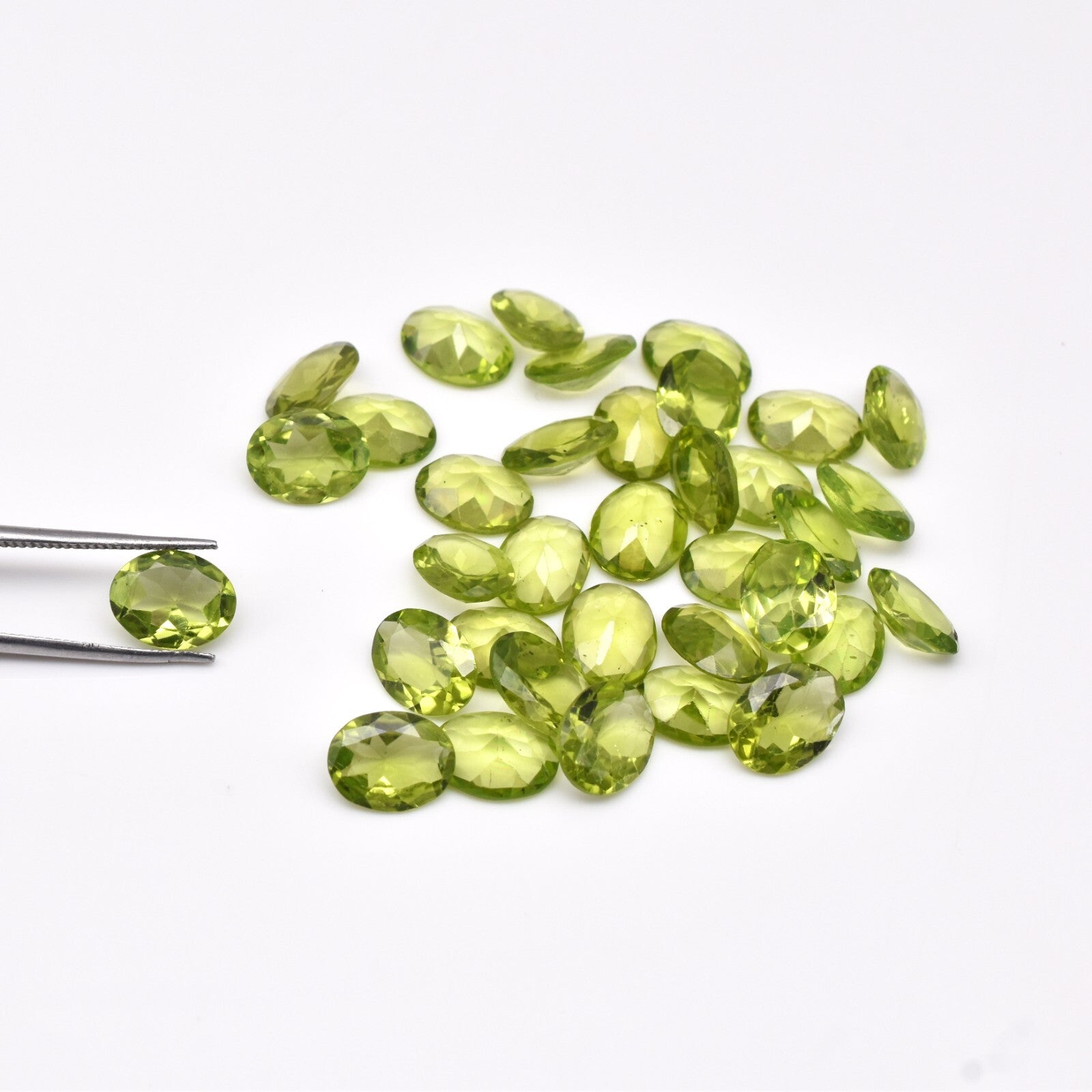 Natural Peridot 9x7mm Oval 35 Pc 51.20 Ct Loose Gemstone Bracelet Design