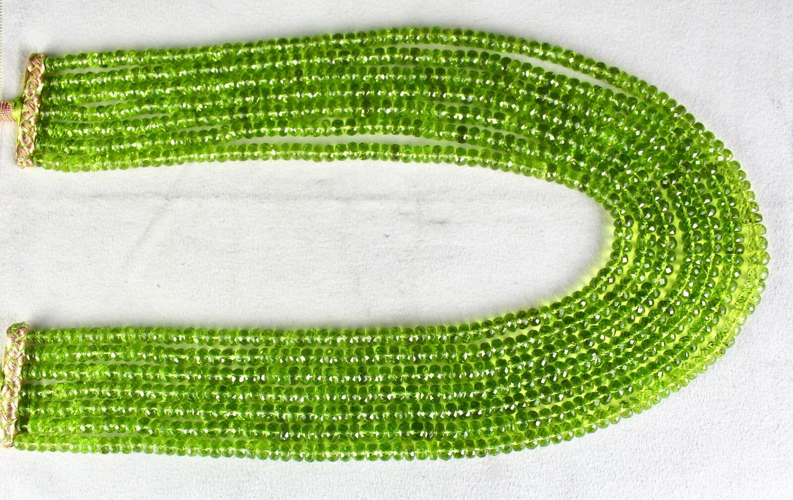 Natural Peridot Beads Faceted Round 7 L 1133 Ct Green Gemstone Cocktail Necklace