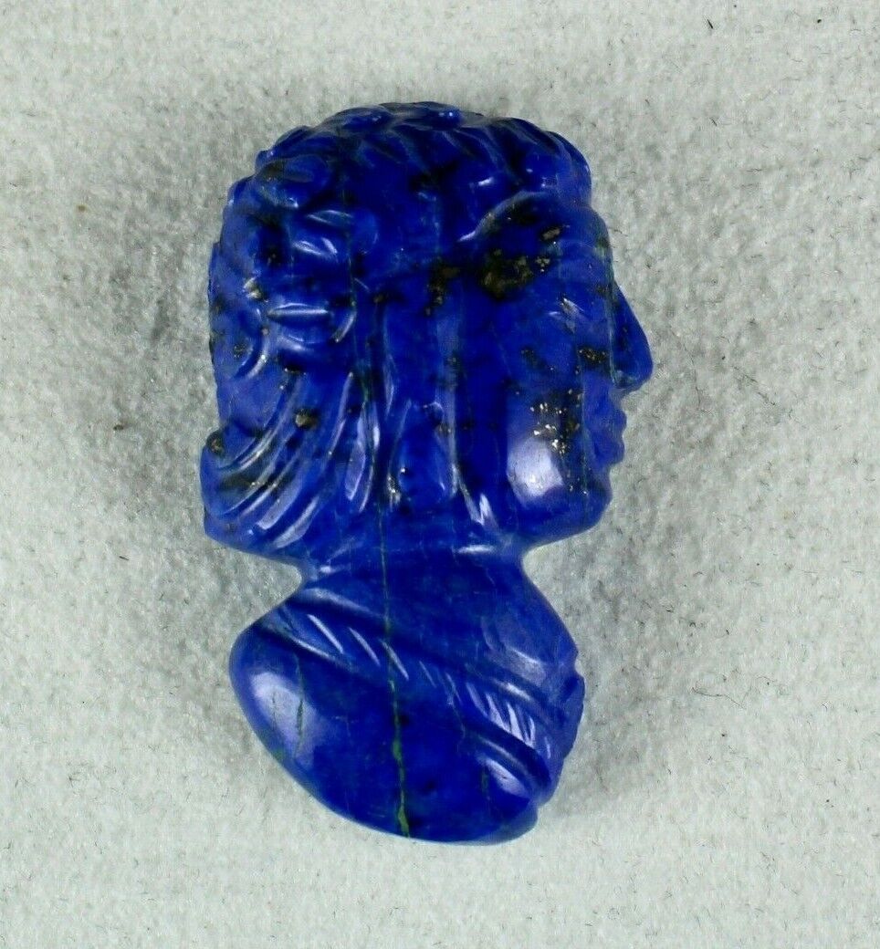 NATURAL LAPIS LAZULI CARVED QUEEN 35 MM 57.95 CTS GEMSTONE FOR DESIGNING PENDANT