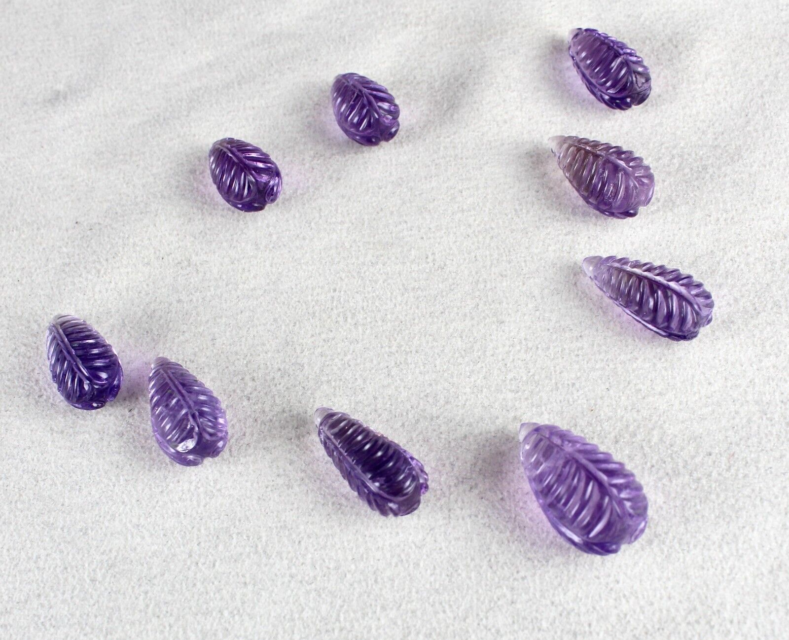 Natural Amethyst Engraved Drop 9 Pc 108 Ct Purple Gemstone Earring Necklace Set