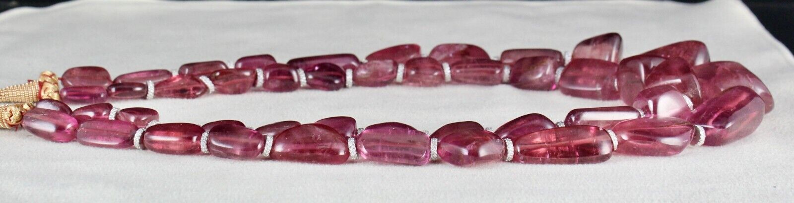 Natural Rubellite PinK Tourmaline Beads 1027 Ct Stone Silver Cocktail Necklace