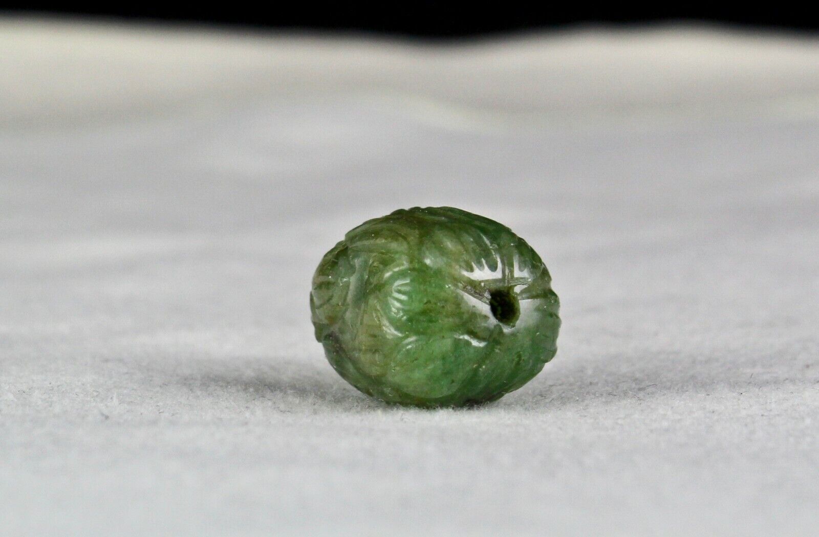 NATURAL UNTREATED EMERALD CARVED BEAD 28.63 CARAT GEMSTONE FOR DESIGNING PENDANT