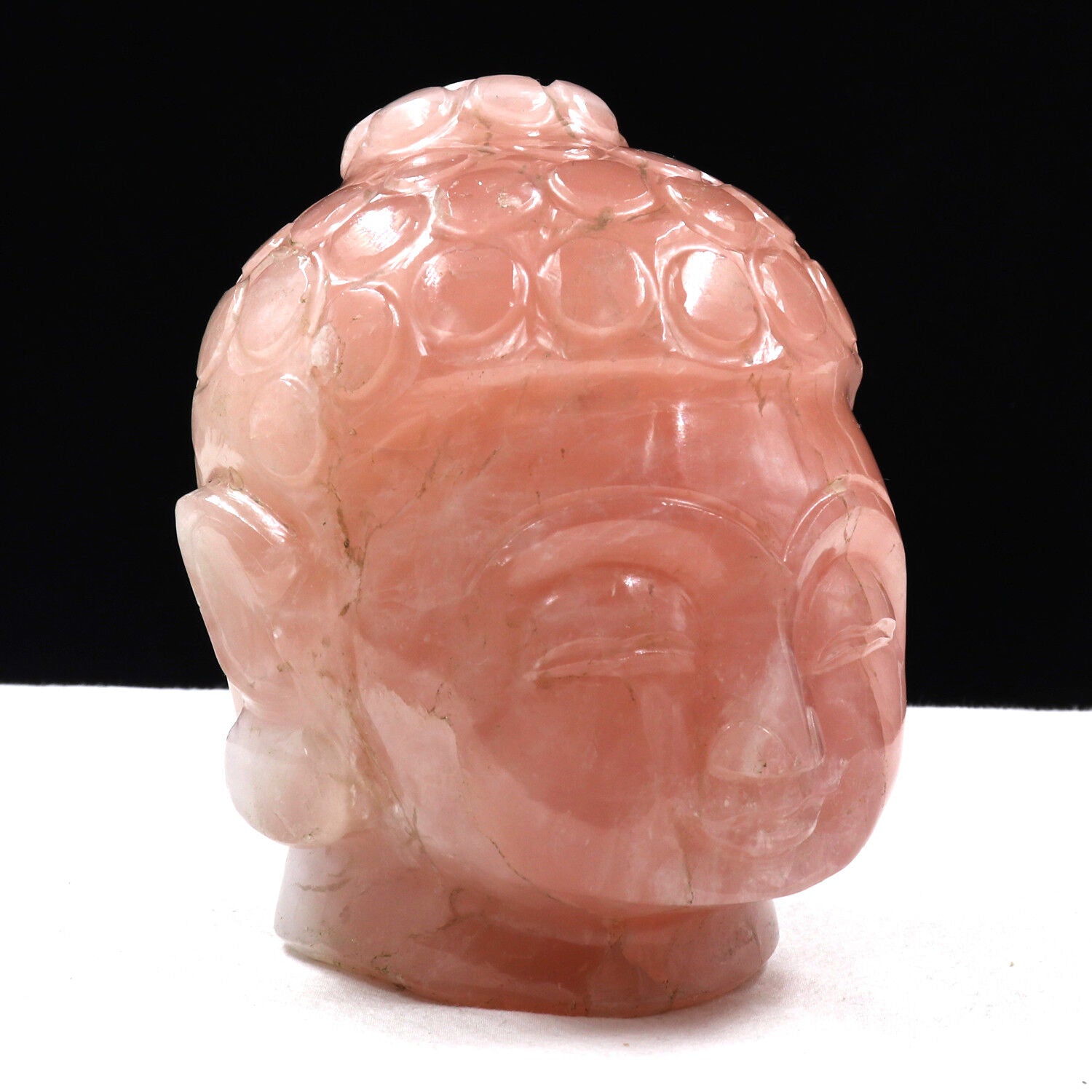 NATURAL ROSE QUARTZ BUDDHA HEAD 6240 CARATS GEMSTONE STATUE FOR HOME DECOR