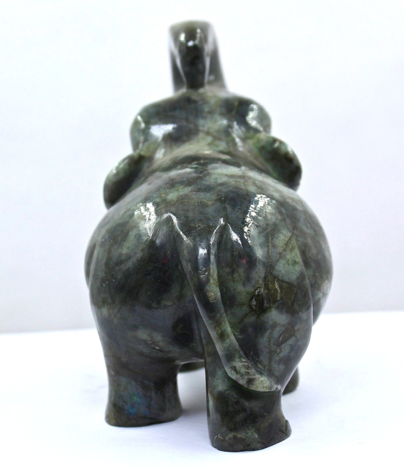 NATURAL BLACK LABRADORITE ELEPHANT STATUE 5775 CARATS GEMSTONE FOR HOME DECOR