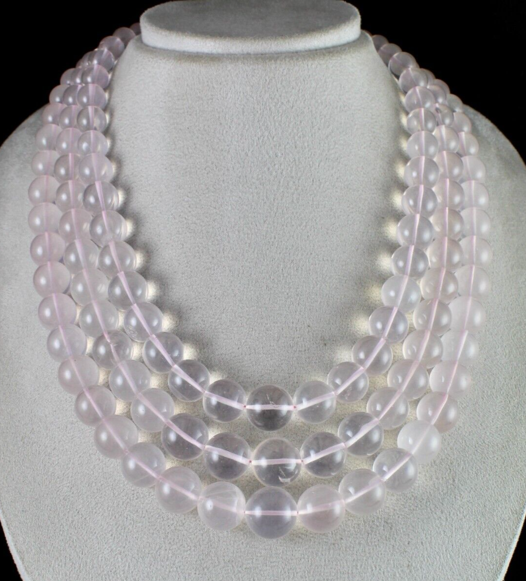 Certified Natural Rose Quartz 1902 Ct Pink Round Beads Gemstone Necklace
