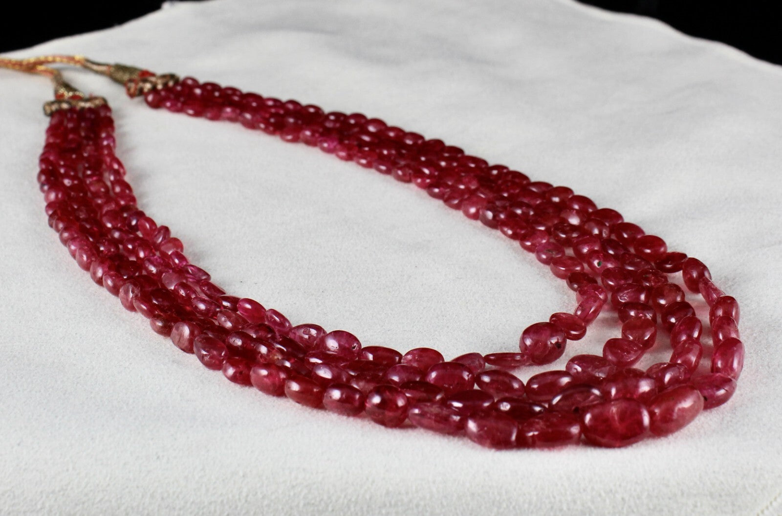 Certified Natural Red Spinel Beads Necklace 431 Ct Gemstone Cabochon For Women