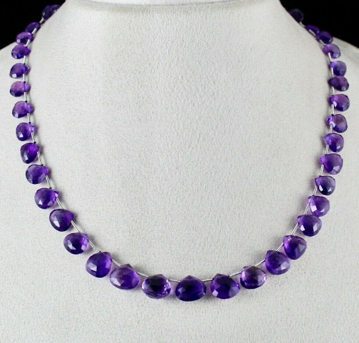 Natural Amethyst Beads Teardrop 1 L 158 Ct Purple Gemstone Party Silver Necklace