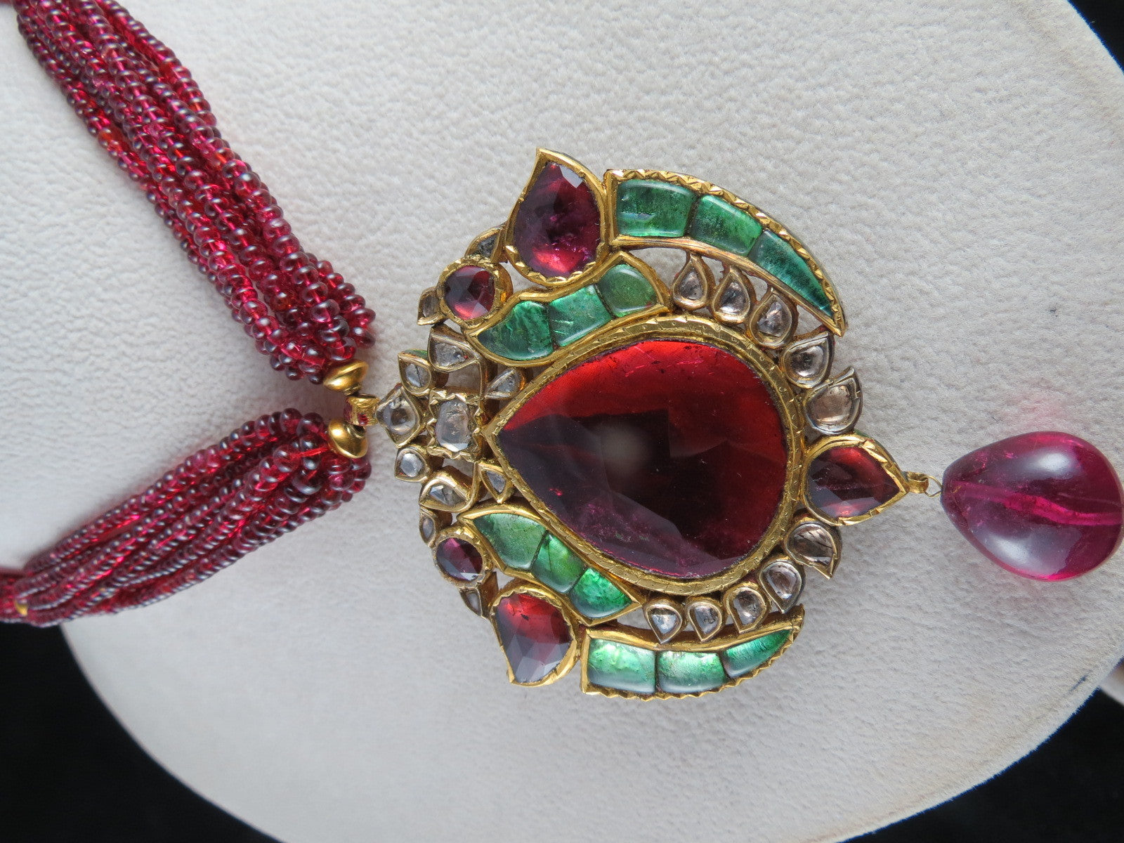 Certified Natural Diamond 545ct Colour Stone 22k Gold Kundan Meena Necklace