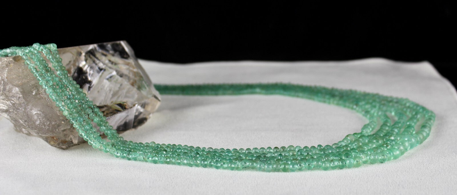 Certified Natural Emerald Beads Round Necklace 353 Ct Colombian Gemstone 5l