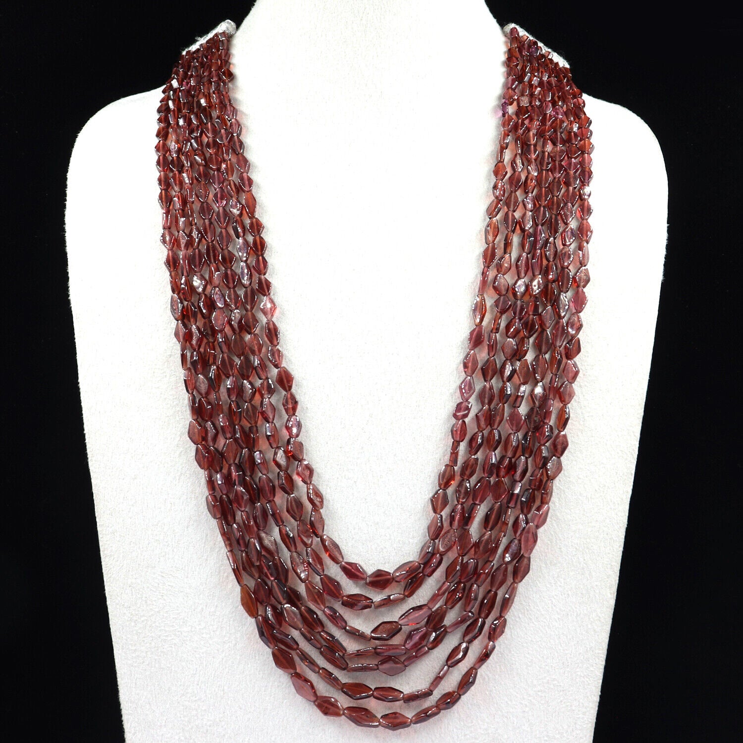 Antique Natural Garnet Beads Fancy 7 L 479 Ct Gemstone Red Fashion Necklace