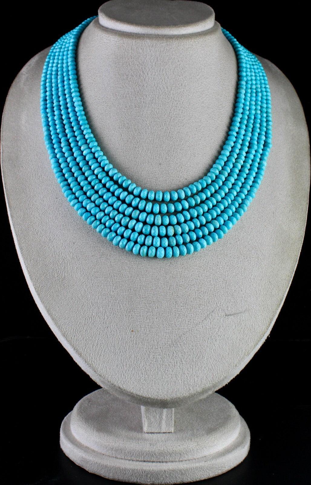 Certified Natural Turquoise Round Beads Necklace 634 Ct Vintage Blue Gemstone