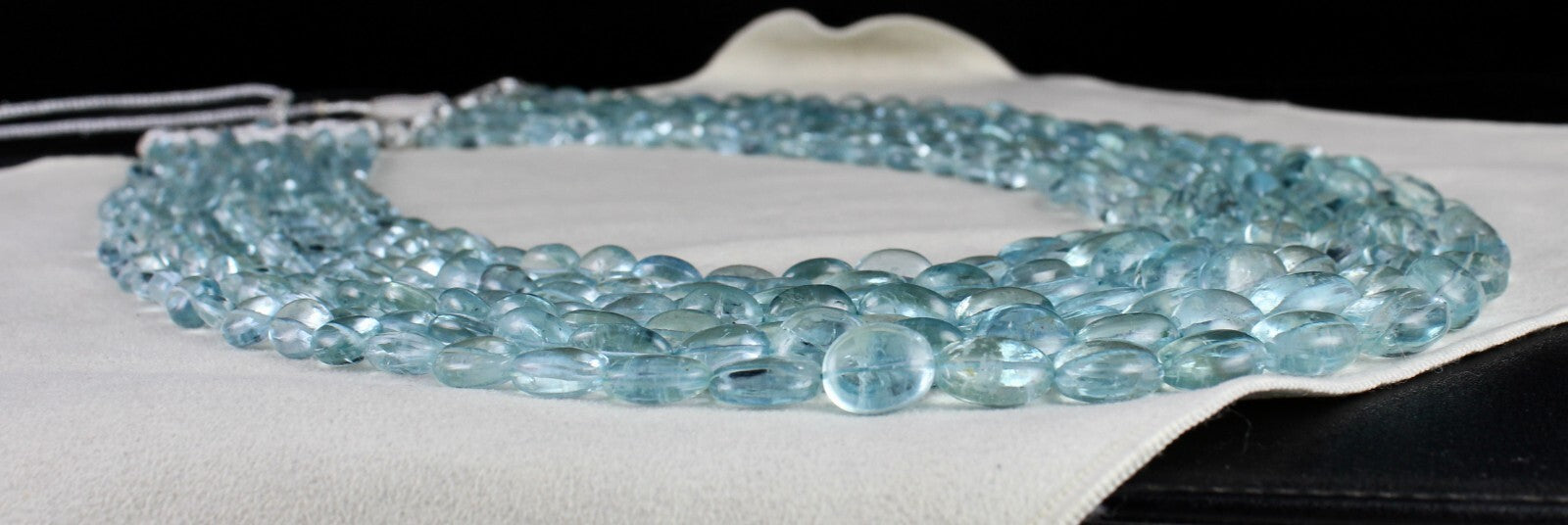 Certified Natural Blue Aquamarine Beads 1405 Ct Cabochon Necklace 7 L Important