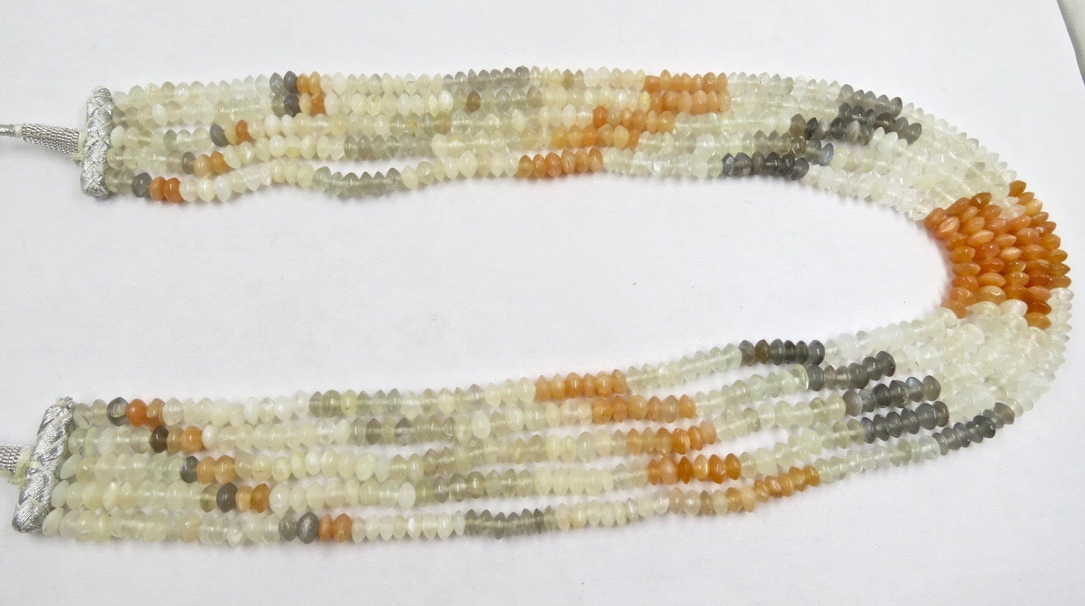 Natural Multi Moonstone Fashion Necklace 460 Ct Beads Round 5l For Women