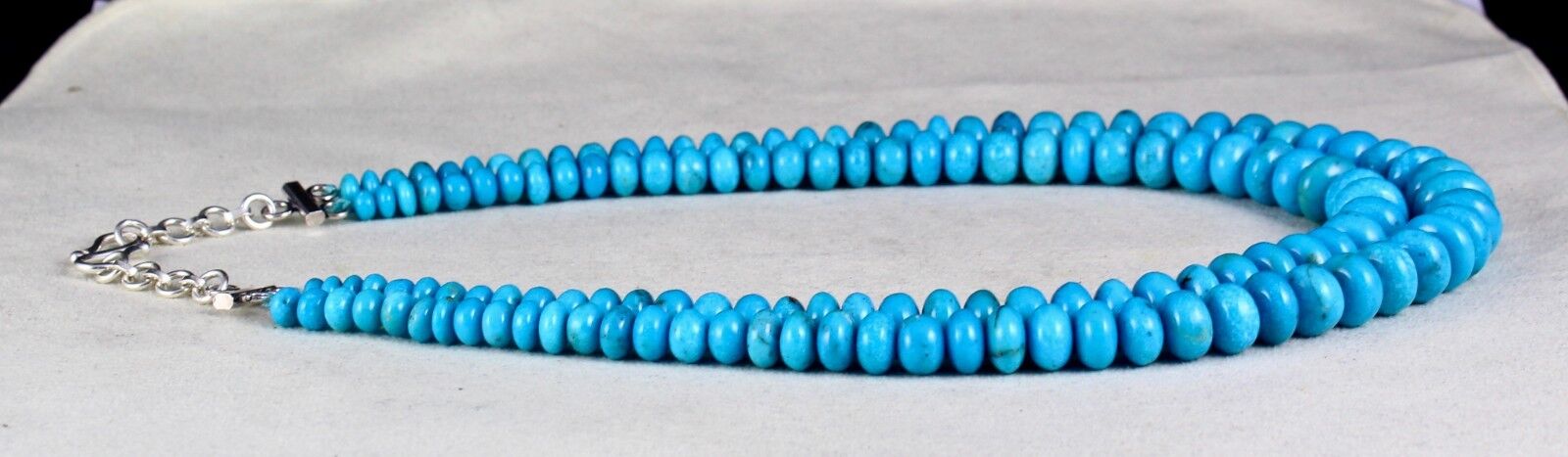 13MM NATURAL REAL TURQUOISE BEADS ROUND 542 CARATS GEMSTONE SILVER NECKLACE