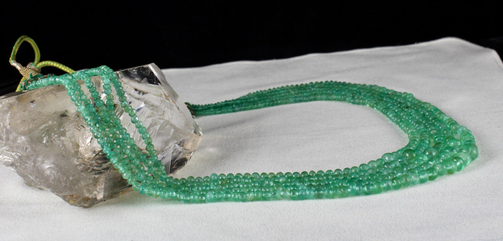 Certified Antique Colombian Emerald 315 Ct Beads Round Gemstone Necklace