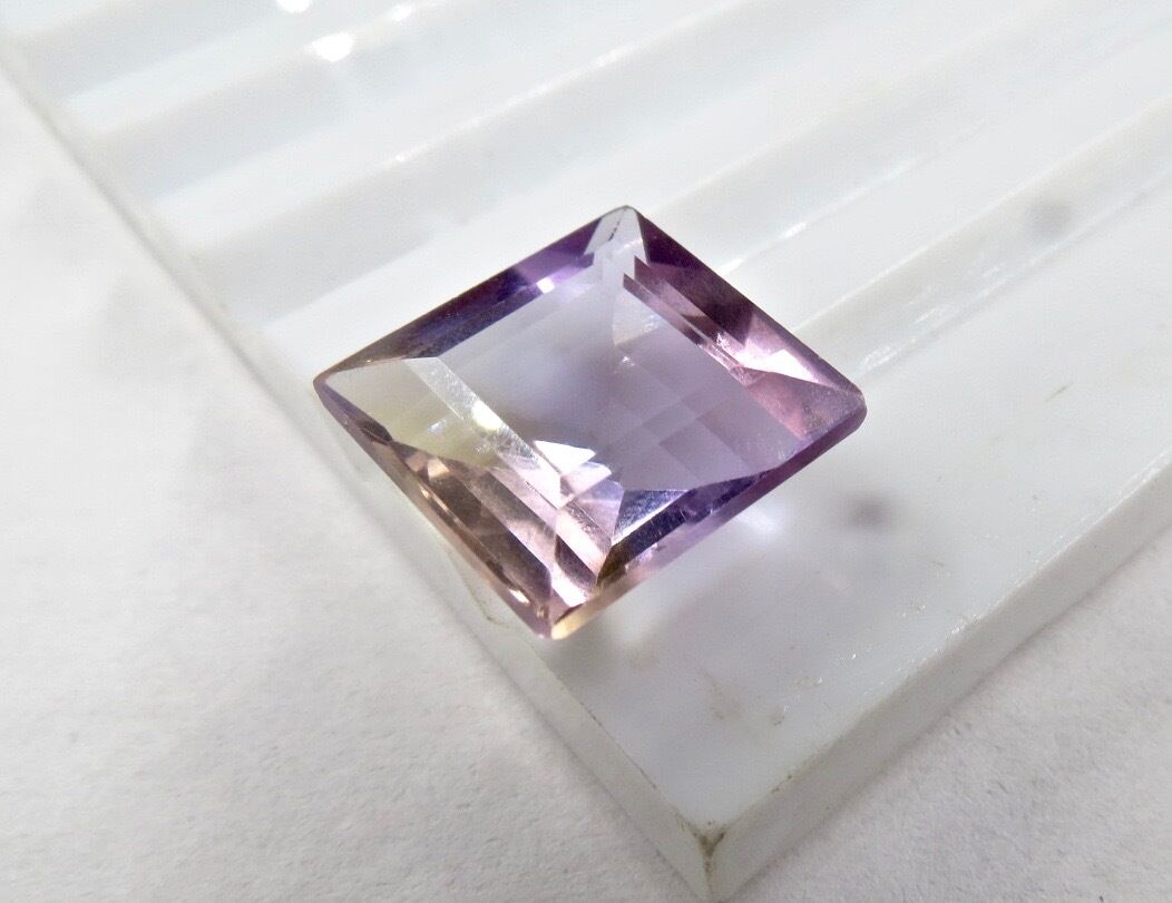 15MM NATURAL AMETRINE CUT SQUARE 15.20 CARATS GEMSTONES FOR RING DESIGNING