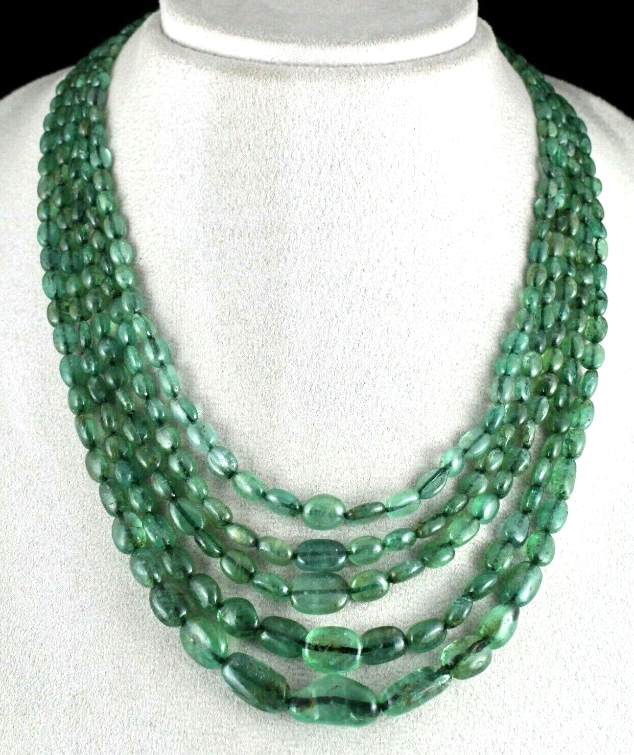 Certified Vintage Emerald Cabochon Beads 466 Ct Necklace For Women