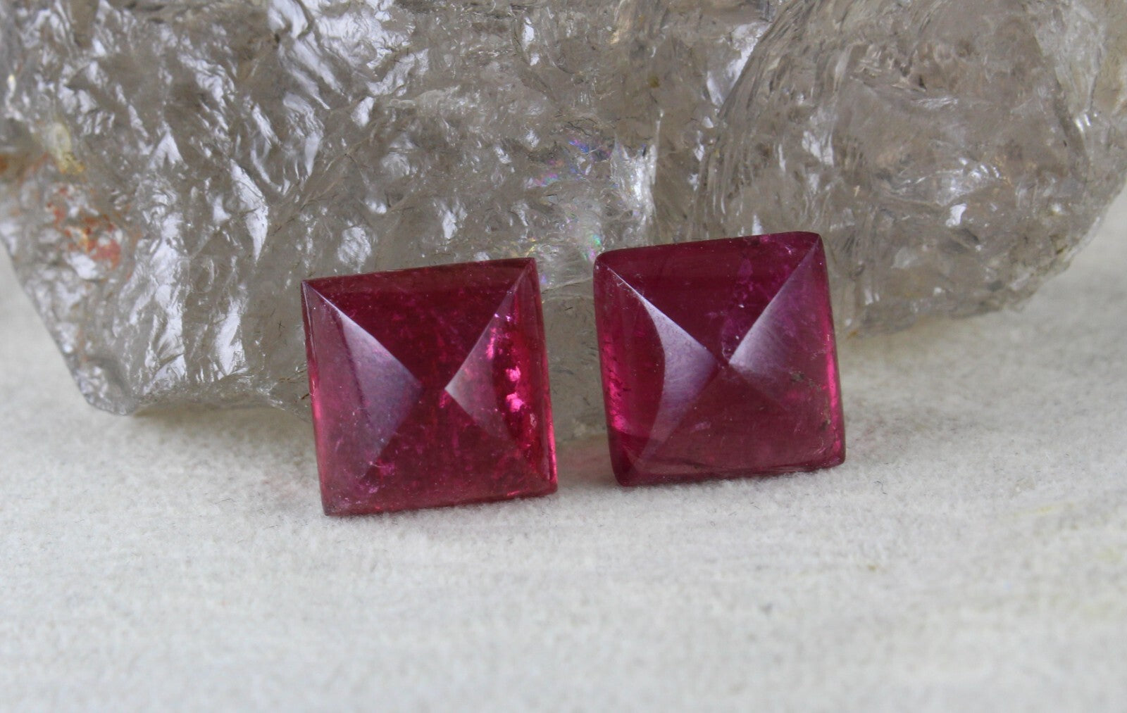Certified Natural Pink Tourmaline Rubellite 18.20ct Cabochon Pair Loose Gemstone