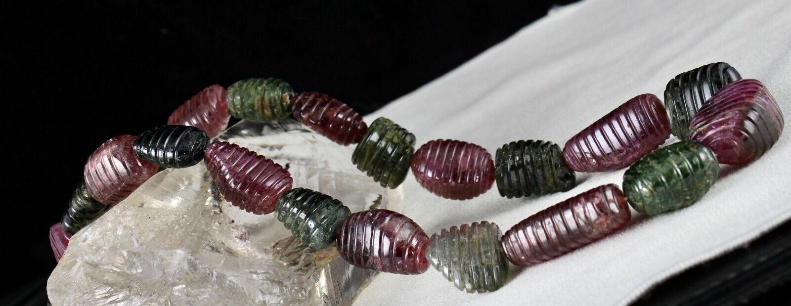 NATURAL MULTI COLOUR TOURMALINE BEADS CARVED CABOCHON 849 CARATS LADIES NECKLACE