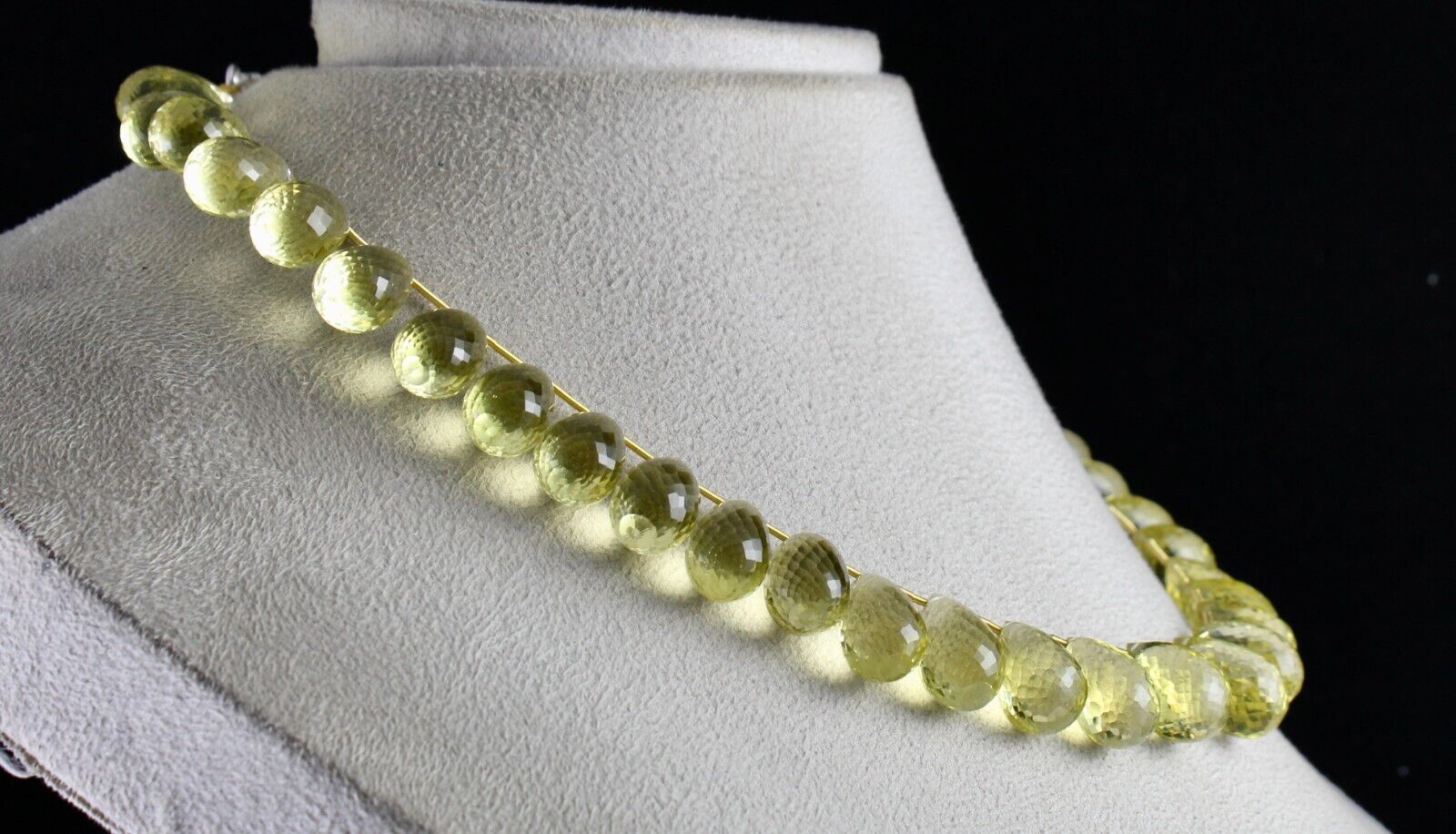 Natural Lemon Quartz Beads 1 L 466 Ct Teardrops Gemstone Silver Finest Necklace