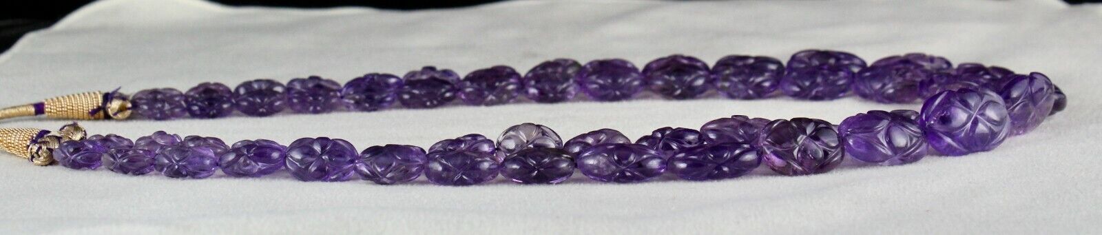 ANTIQUE NATURAL AMETHYST CARVED BEADS 2 L 553 CTS GEMSTONE IMPORTANT NECKLACE