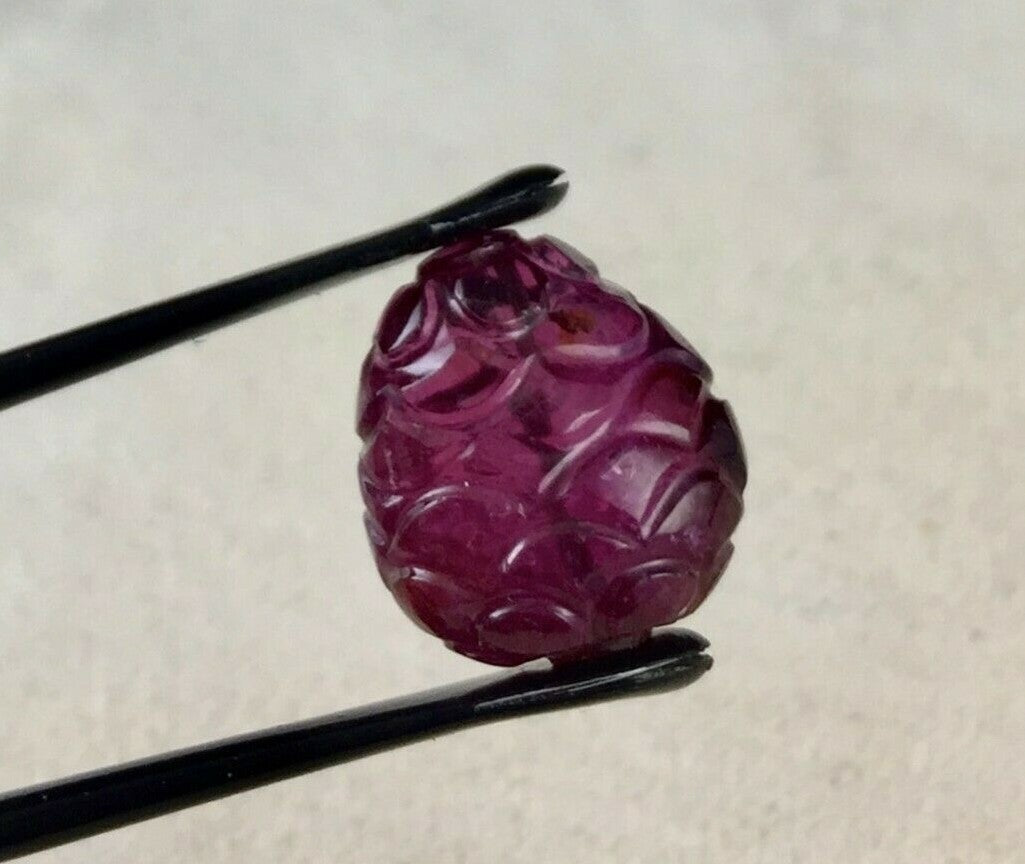 Natural Tourmaline Carved Cabochon 11.83 Ct Drilled Gemstone Bead For Pendant
