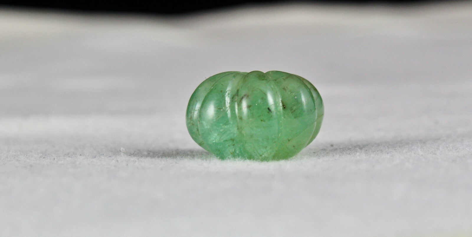 Certified Natural Colombia Emerald Carved Melon Drill Bead Gemstone 18.68 Ct
