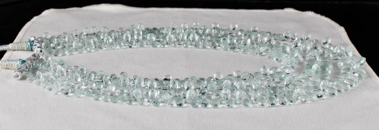 Certified Natural Blue Aquamarine Teardrop Beads Necklace 614 Ct Statement