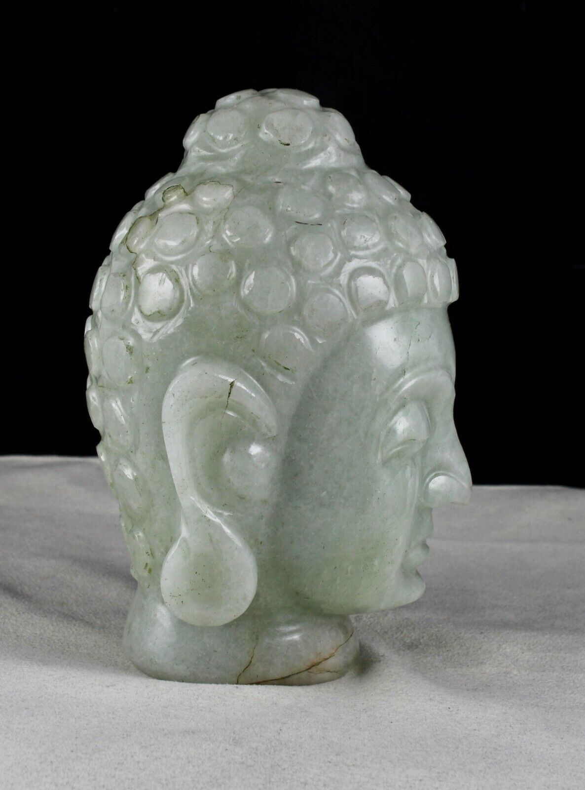 NATURAL INDIAN JADE BUDDHA HEAD 6.5" 10960 CARATS GEMSTONE STATUE FOR HOME DECOR