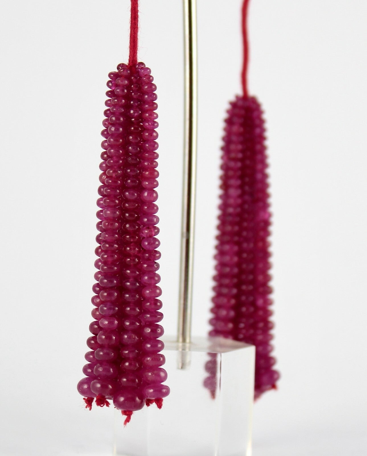 Certified Natural Ruby Beads 163 Ct Round Gemstone Tassle Earring Design