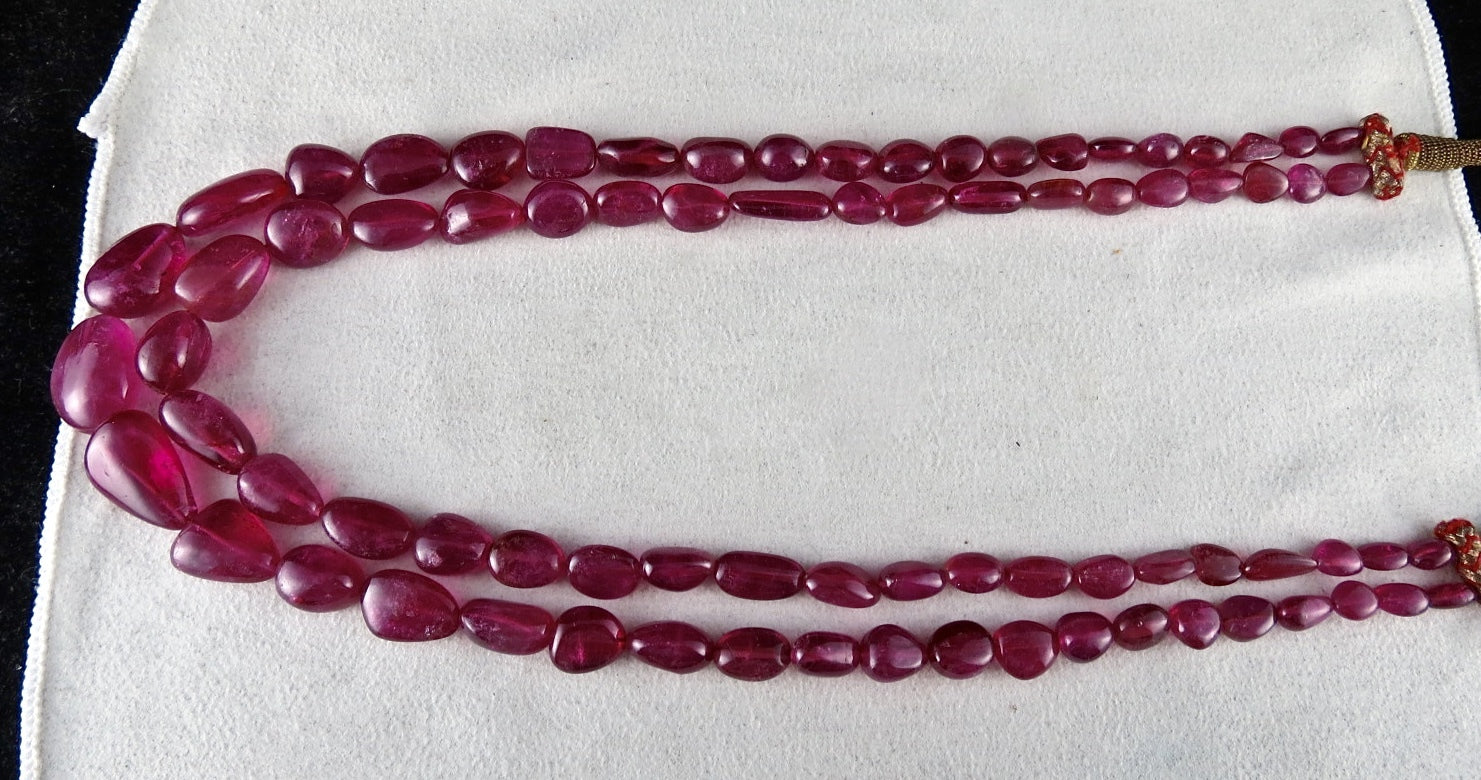 Certified Pink Tourmaline Rubellite 452 Ct Beads Cabochon Gemstone Necklace