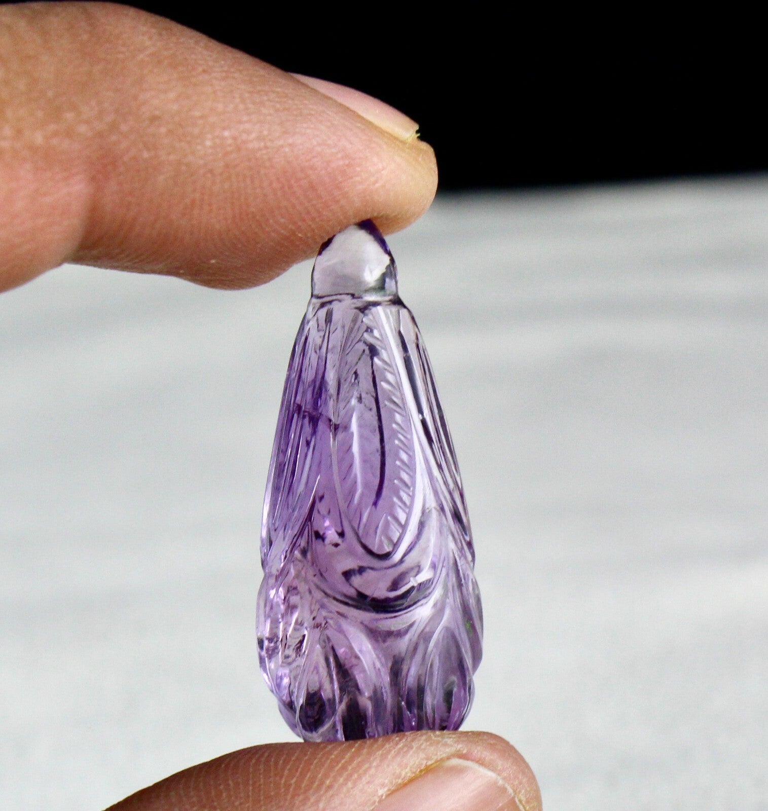 Natural Amethyst Carved Drops 11 Pcs 247cts Loose Gem Necklace Earring Set