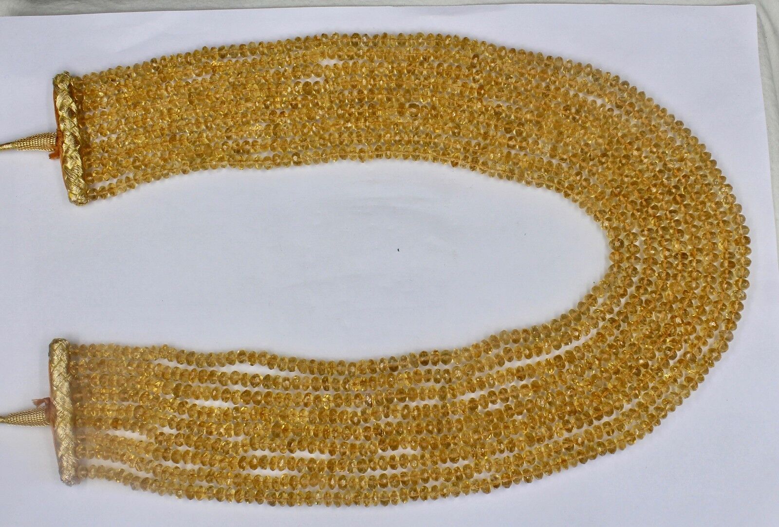 Fine Natural Yellow Citrine Beads Faceted Round 9 L 920 Ct Gemstone Necklace