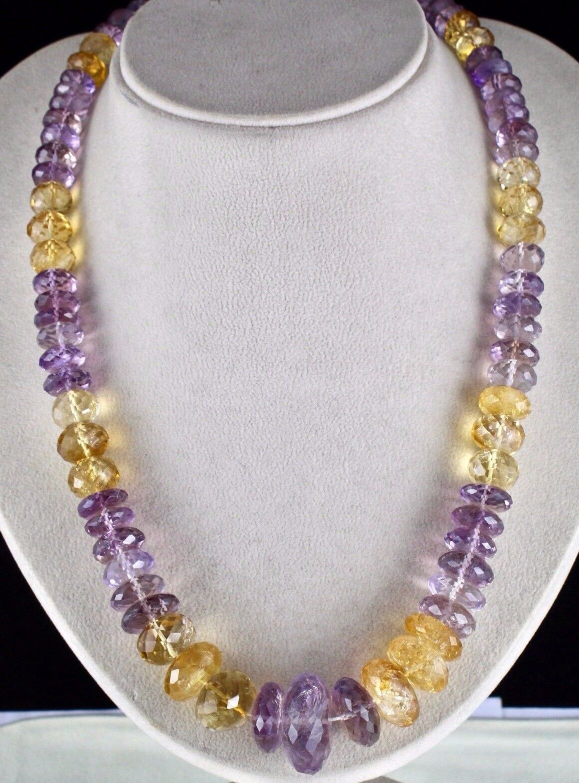 NATURAL CITRINE AMETHYST BEADS FACETED 1 L 875 CARATS GEMSTONE FASHION NECKLACE