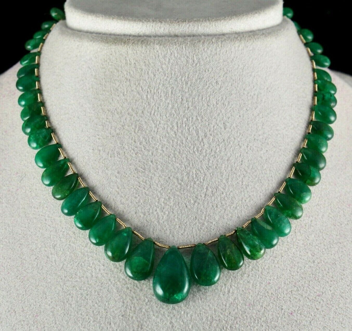 Natural Zambia Emerald Teardrop Beads 43 Pcs 114 Cts Gemstone Hanging Necklace