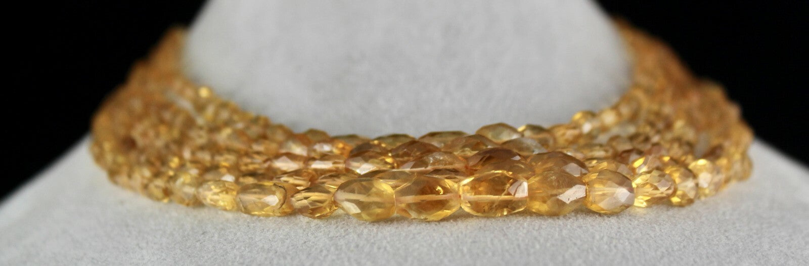 Natural Citrine Faceted Beaded Necklace 409 Ct 5 Line Long Gemstone Strings