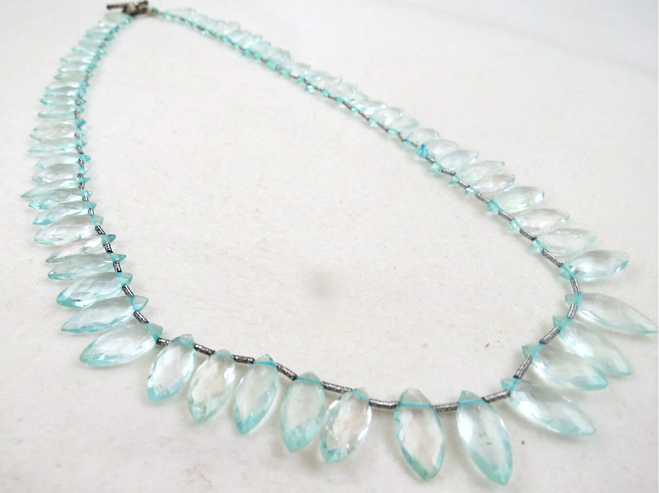 Natural Blue Aquamarine Beads Marquise 98 Ct Gemstone Silver Fashion Necklace