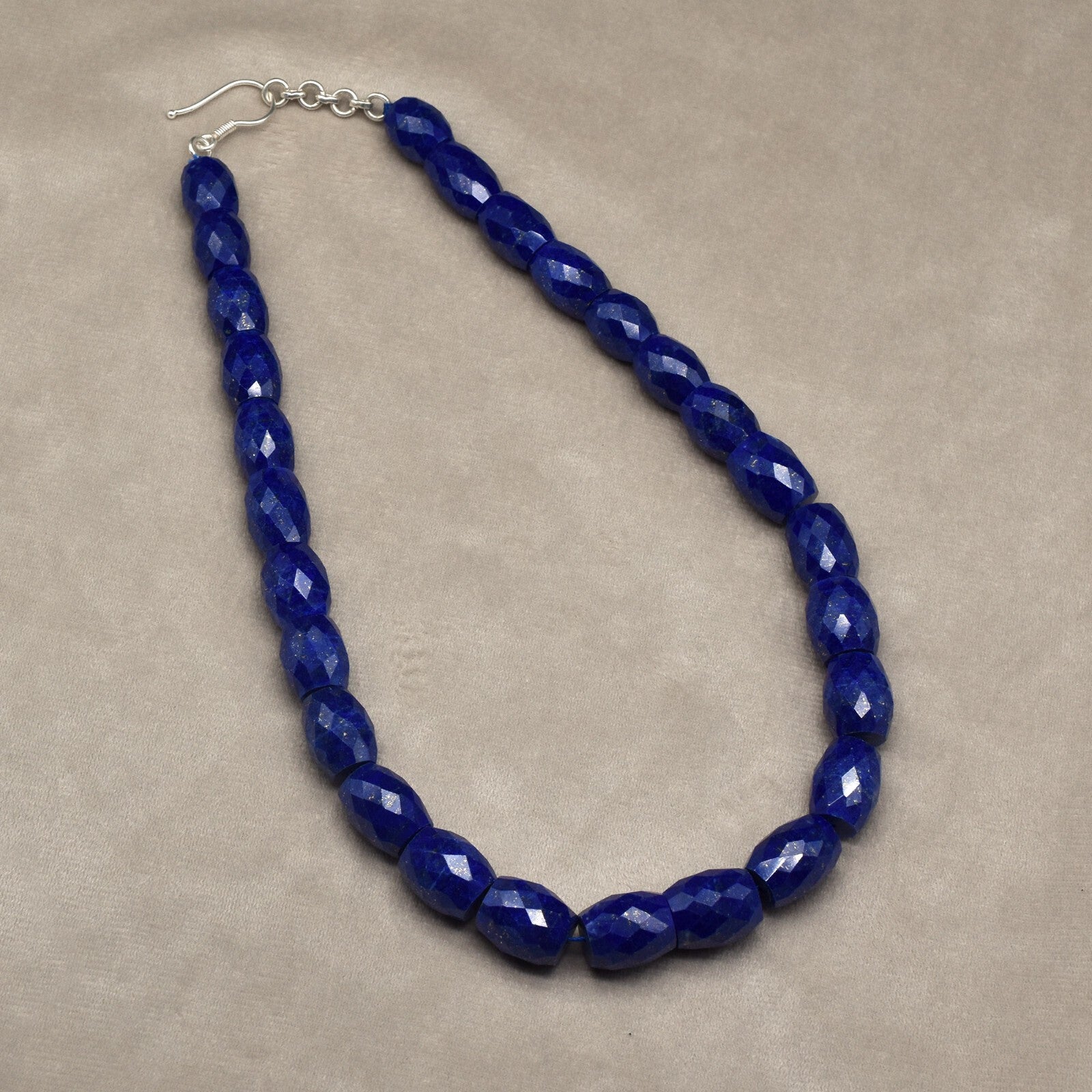 Certified Natural Blue Lapis Lazuli 715 Ct Sterling Silver Gemstone Necklace