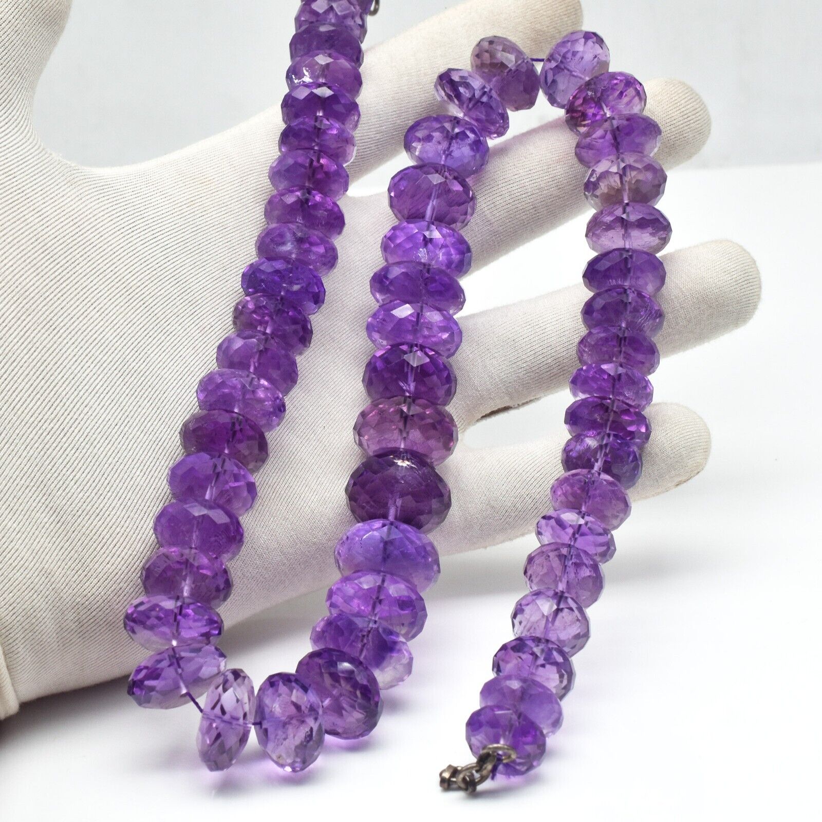 Natural Amethyst Beads Faceted Round 1340 Ct Purple Gemstone Fashion Necklace