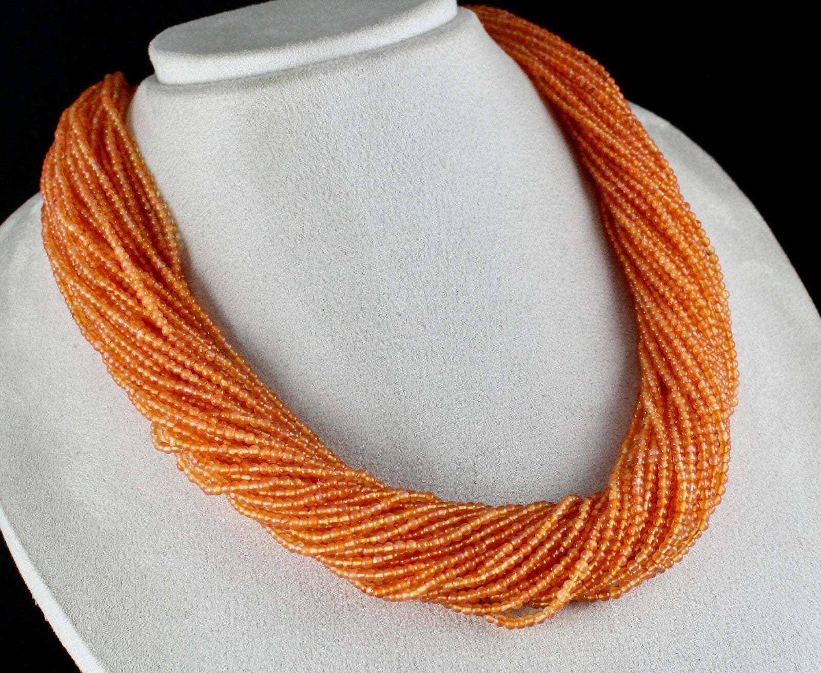 Certified Natural Orange Carnelian Round Beads Necklace 1079 Ct Fashion Gemstone