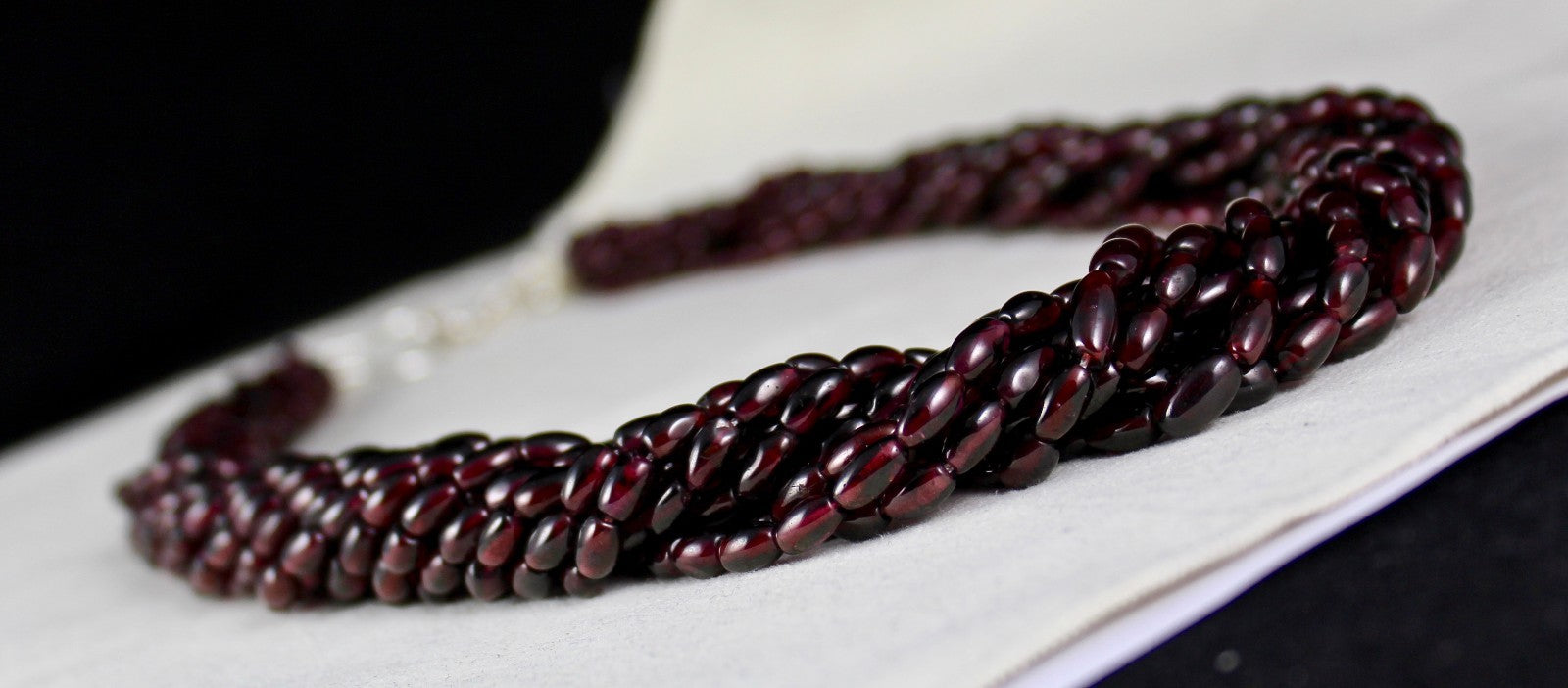 Natural Red Garnet 1111ct Beads Long Sterling Silver Fashion Necklace