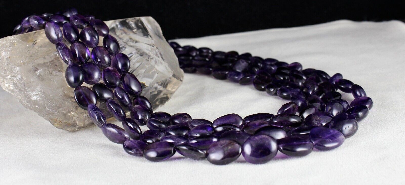 Natural Amethyst Beads Oval Cabochon 4 L 944 Ct Purple Gemstone Fashion Necklace